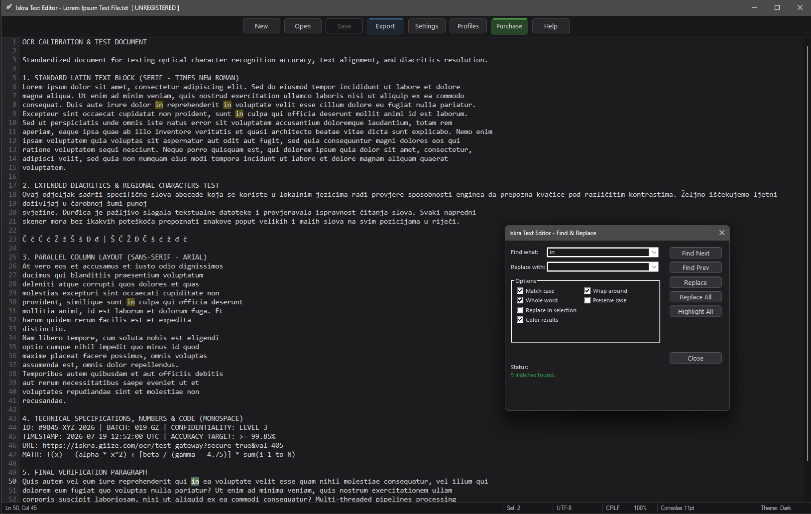 Iskra Text Editor Dark Theme